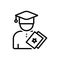 Black line icon for Education, man and person