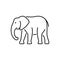 Black line icon for Elephant, herbivorous and trunk