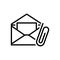 Black line icon for Email Attachment, attach and clip