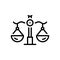 Black line icon for Equity, justice and law