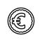 Black line icon for Euro, exchange and payment