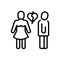 Black line icon for Ex, couple and girlfriend