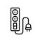 Black line icon for Extension, wire and socket