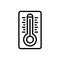 Black line icon for Extremely, thermometer and indicator