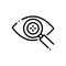 Black line icon for Eye detect, intelligent and magnifying