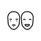 Black line icon for Faces, countenance and visage