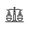 Black line icon for Fair, impartial and justice