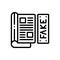 Black line icon for Fake, imitation and fake news