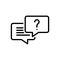 Black line icon for Faqs, question and mark