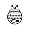 Black line icon for Fish Inside The Bowl, fishbowl and aquariums