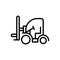 Black line icon for Forklift, cargo and construction