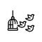 Black line icon for Freedom, liberation and birdcage