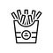 Black line icon for French, french fries and chips