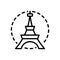 Black line icon for French, tower and paris