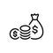 Black line icon for Funding, finance and money