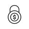 Black line icon for Funds Protection, price and security