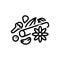 Black line icon for Garam Masala, mixture and cardamom