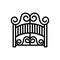 Black line icon for Gates, fence and housemetal