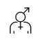 Black line icon for Gender, sex and pintle
