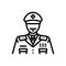 Black line icon for General, widespread and police