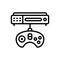 Black line icon for Genesis, game and gamepad