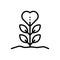 Black line icon for Grows, germinate and rise