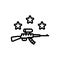 Black line icon for Gun, musket and pea