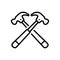Black line icon for Hammer, shattered and wallop
