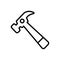 Black line icon for Hammer, tool and instrument