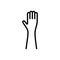 Black line icon for Hand, palm and gesture