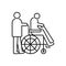 Black line icon for Handicapped, therapy and wheelchair