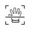 Black line icon for Handprint, creativity and scan