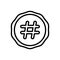 Black line icon for Hash, hashtag and blogging