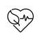 Black line icon for Health, well being and ehealth