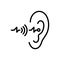 Black line icon for Hearing, sense and ear