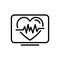 Black line icon for Heartbeat, life and calligraphy