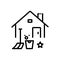 Black line icon for Home Deep, Cleaning and bucket