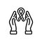 Black line icon for Hope, cancer and expectation