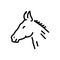 Black line icon for Horse, steed and equine