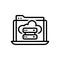 Black line icon for Hosted, cloud and networking