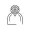 Black line icon for Human brain, skull and medical