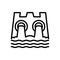 Black line icon for Hydro Power, dam and water