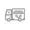 Black line icon for Icecream Van, carriage and town