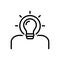 Black line icon for Idea, find a solution and creative