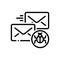 Black line icon for Infected mail, protection and security