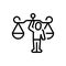 Black line icon for Integrity, trust and law