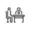 Black line icon for Interview, rondeau and interrogation