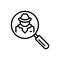 Black line icon for Investigators, detective and search