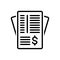 Black line icon for Invoice Paper, paperwork and contract