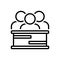 Black line icon for Jury, peers and punch